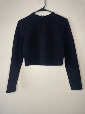 Metaphor Black Long-Sleeve Cropped Top With Skirt